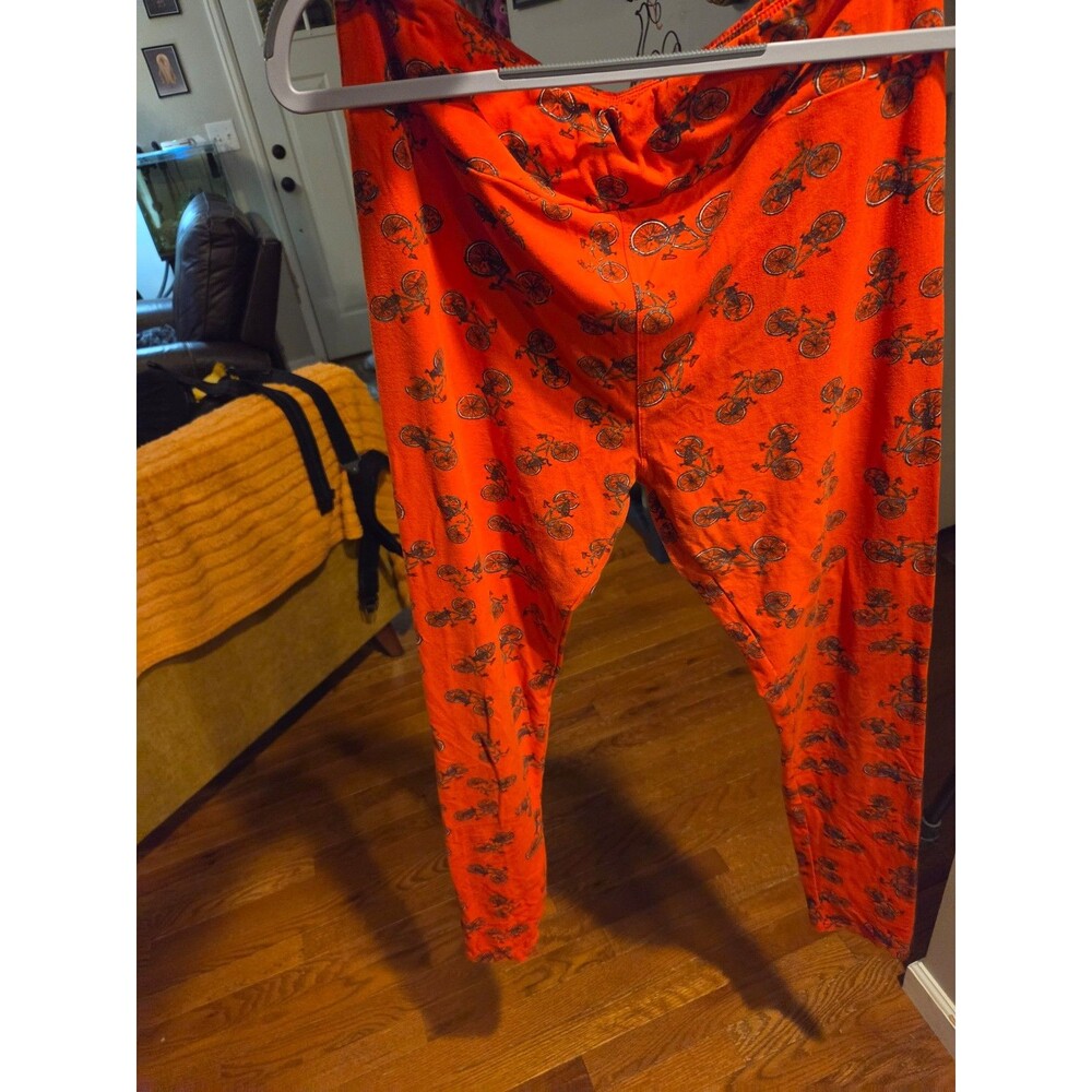 LuLaRoe Orange Bicycle Print Leggings
